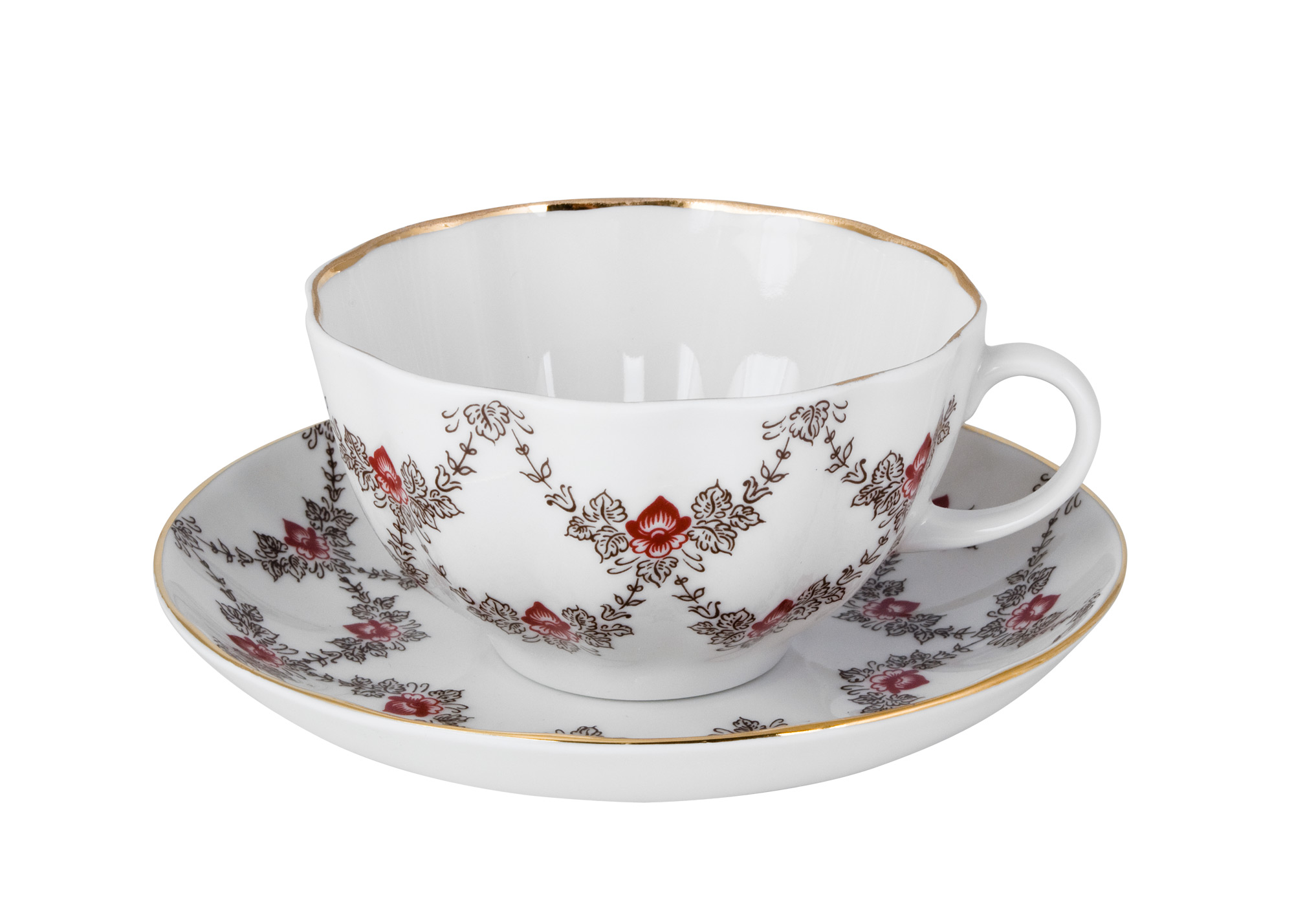 Garlands Tea Cup with Saucer - Porcelain Cups and Saucers