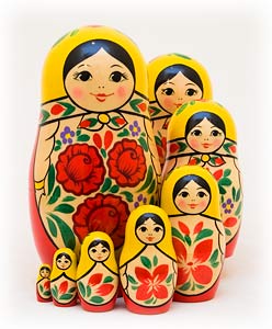 Buy Traditional Nesting Doll  w/ Rose 8pc./8" at GoldenCockerel.com