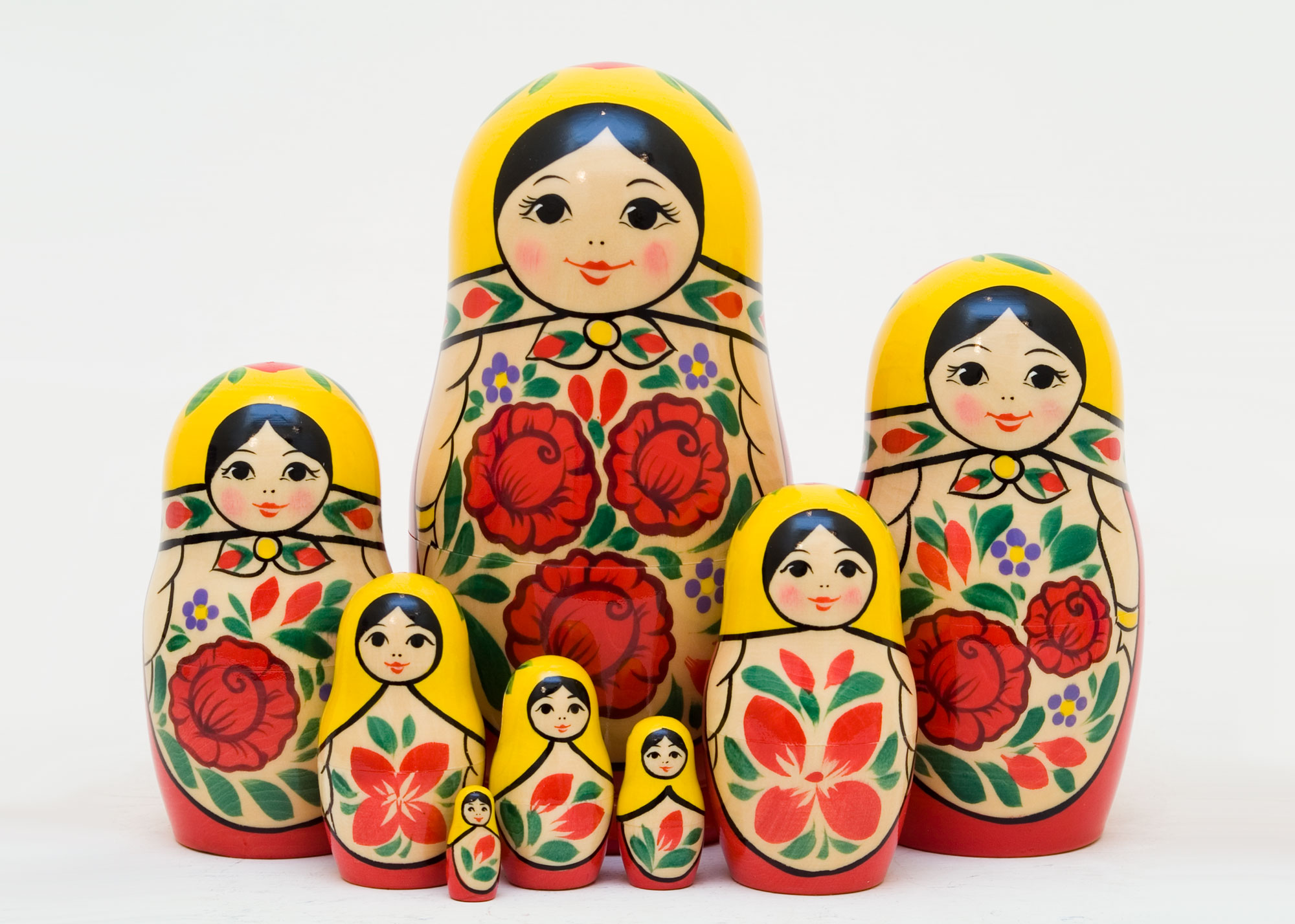 Buy Traditional Nesting Doll  w/ Rose 8pc./8" at GoldenCockerel.com