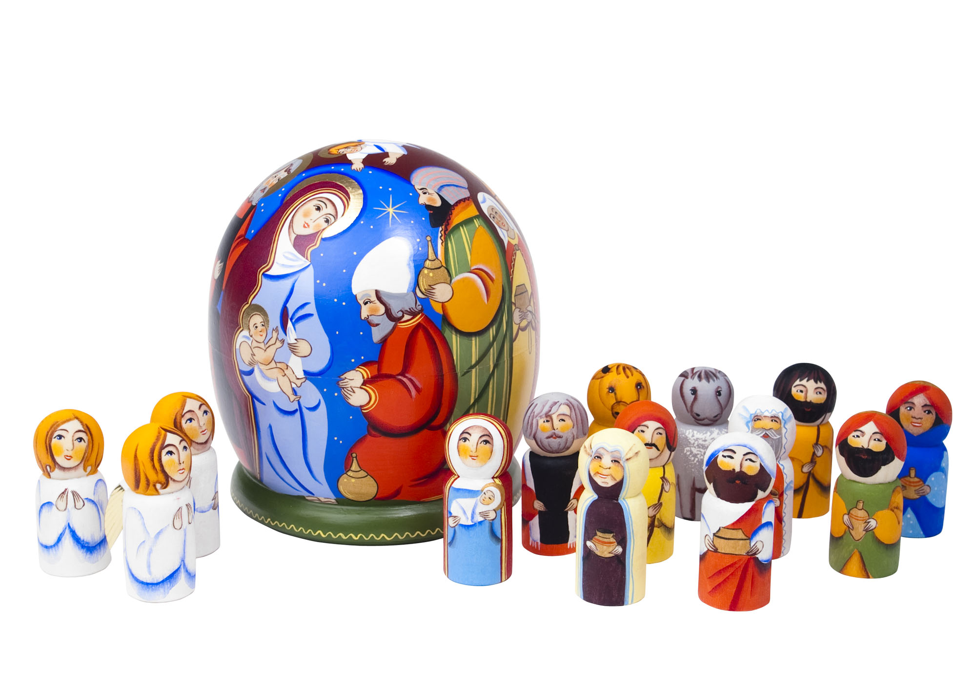 Buy Nativity Globe 8" w/ 14 Figurines at GoldenCockerel.com