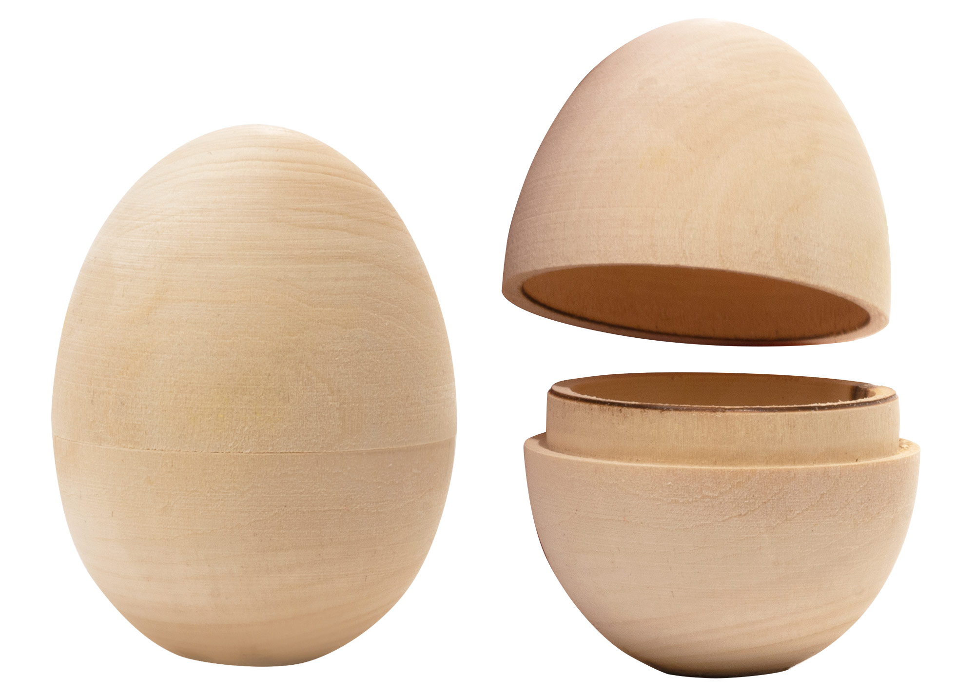 Unpainted Hollow Wooden Egg 2.75