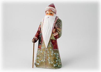 Buy Father Frost Carving w/ Cane at GoldenCockerel.com