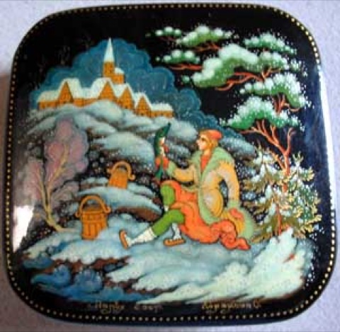 Buy Emelya Lacquer Box (Palekh) by Abramova 3 x 3" at GoldenCockerel.com