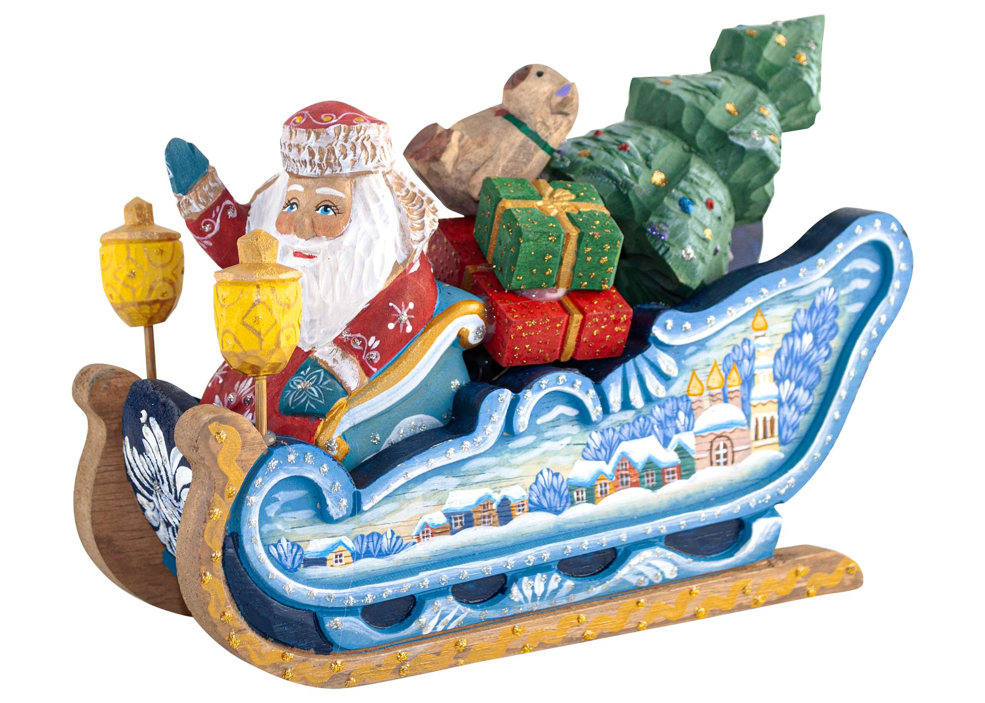 Buy Merry Christmas Santa in Sleigh at GoldenCockerel.com