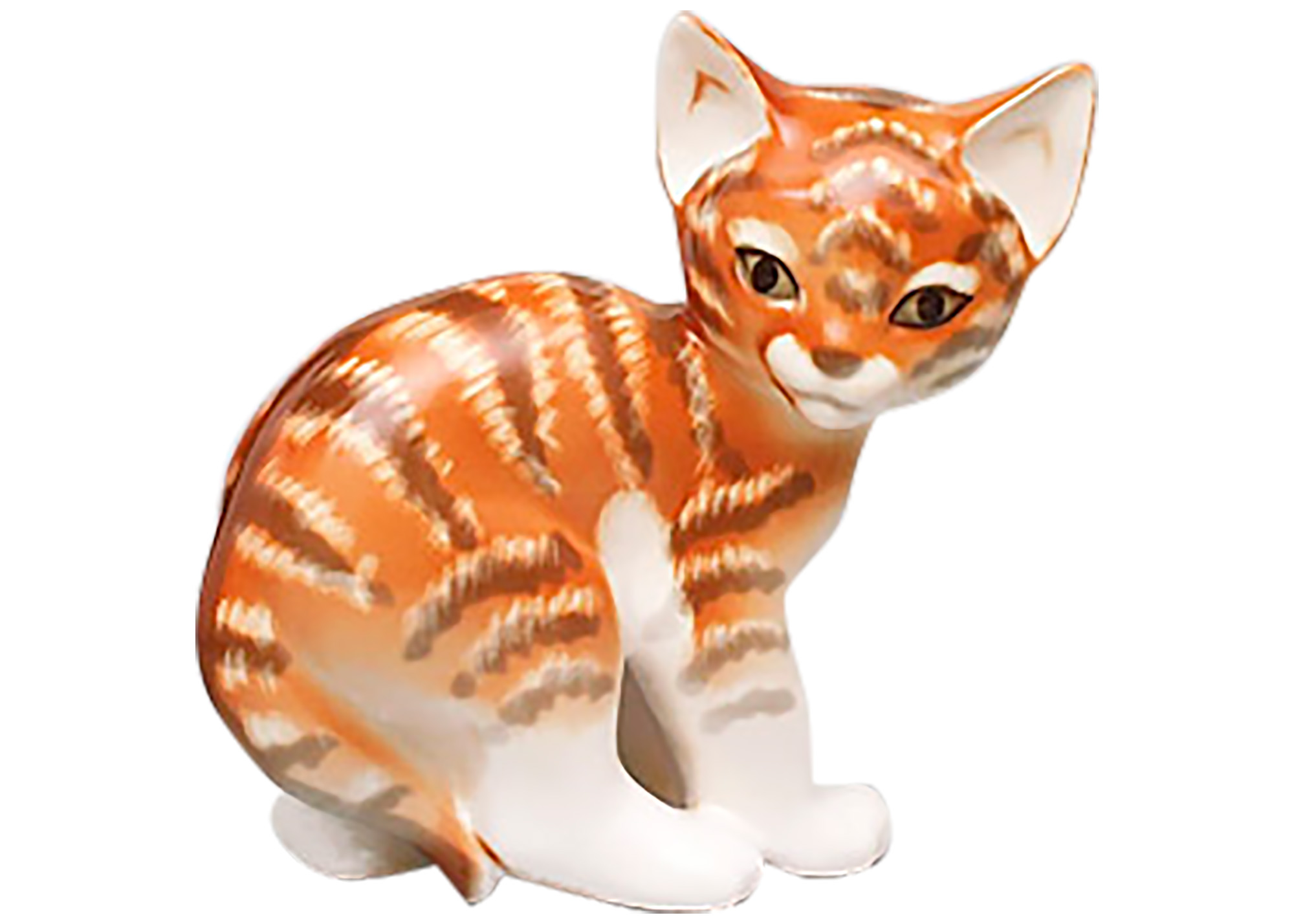 striped gray tabby cat figurine